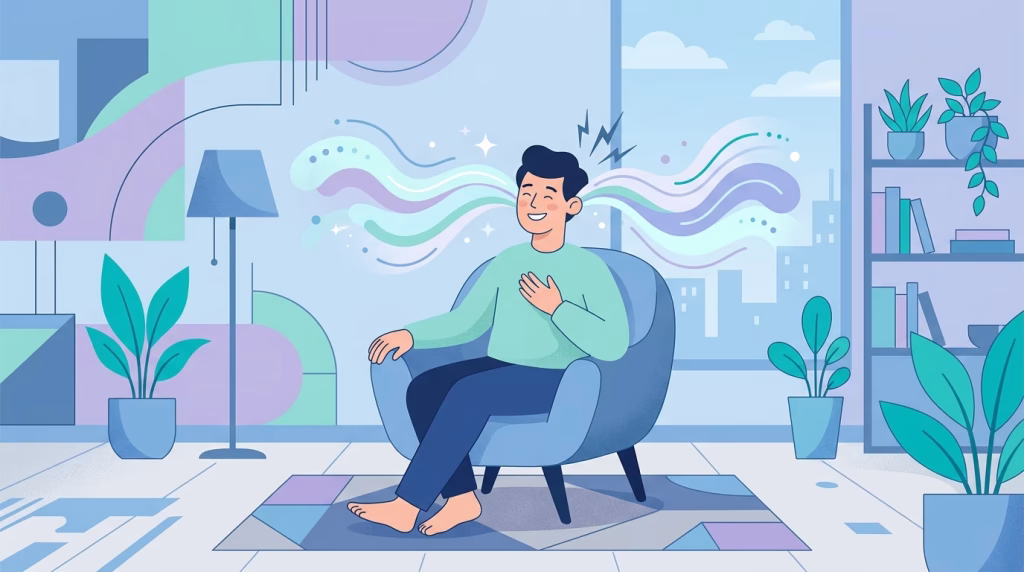 illustration of a man relaxing on a sofa chair