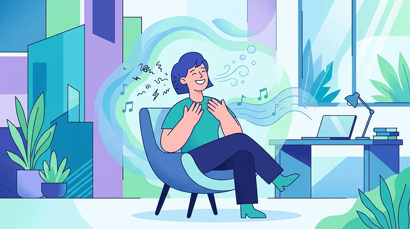 illustration of a person feeling relief from tinnitus